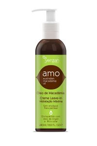 Creme de Pentear sem enxágue, linha AMO (Australian Macadâmia Oil) da Yenzah.